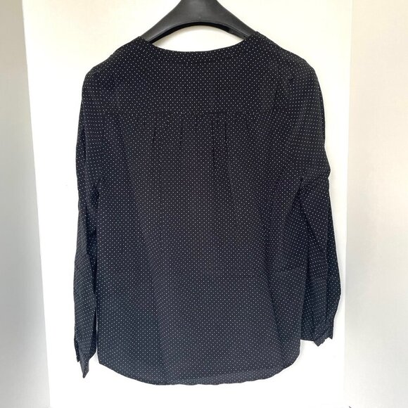 Joie Polka Dot Silk Blouse Womens XXS Black VNeck Long-Sleeve Carita Top Relaxed - Picture 3 of 9